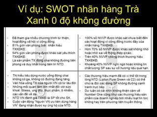 Ví dụ: SWOT nhãn hàng Trà
Xanh 0 độ không đường
 