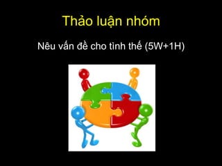 Thảo luận nhóm
Nêu vấn đề cho tình thế (5W+1H)
 
