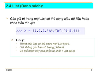 Chuong 2 - PYTHON - List.ppt zzzzzzzzzzz | PPT
