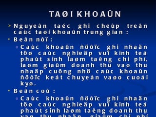 Nguye?n tac ghi chep tre?n cac ta?i khoa?n trung gian : Be?n n?? :  Cac khoa?n ????c ghi nha?n t?? cac nghie?p vu? kinh te phat sinh la?m tang chi ph, la?m gia?m doanh thu va? thu nha?p cu?ng nh? cac khoa?n ????c ket chuye?n va?o cuoi ky?. Be?n co : Cac khoa?n ????c ghi nha?n t?? cac nghie?p vu? kinh te phat sinh la?m tang doanh thu va? thu nha?p, gia?m chi ph cu?ng nh? cac khoa?n ????c ket chuye?n va?o cuoi ky?. So d? cuoi ky? : KHO?NG CO? SO? D?. TA?I KHOA?N 