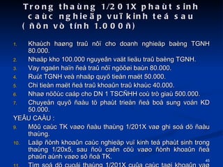 Trong thang 1/201X phat sinh cac nghie?p vu? kinh te sau ( ??n v tnh 1.000?) Khach ha?ng tra? n?? cho doanh nghie?p bang TGNH 80.000. Nha?p kho 100.000 nguye?n va?t lie?u tra? bang TGNH. Vay ngan ha?n ?e? tra? n?? ng???i ban 80.000. Rut TGNH ve nha?p quy? tien ma?t 50.000. Chi tien ma?t ?e? tra? khoa?n tra? khac 40.000. Nha? n??c cap cho DN 1 TSC?HH co tr gia 500.000. Chuye?n quy? ?au t? phat trie?n ?e? bo? sung von KD 50.000. YE?U CA?U : M?? cac TK va?o ?au thang 1/201X va? ghi so d? ?au thang. La?p ?nh khoa?n cac nghie?p vu? kinh te phat sinh trong thang 1/20x5, sau ?o can c? va?o ?nh khoa?n ?e? pha?n anh va?o s? ?o TK. Tm so d? cuoi thang 1/201X cu?a cac ta?i khoa?n va? can c? va?o so d? ?o ?e? la?p BC?KT m?i. 
