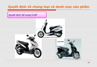 Quyết định về chủng loại và danh mục sản phẩm
22
Quyết định bổ sung CLSP
 