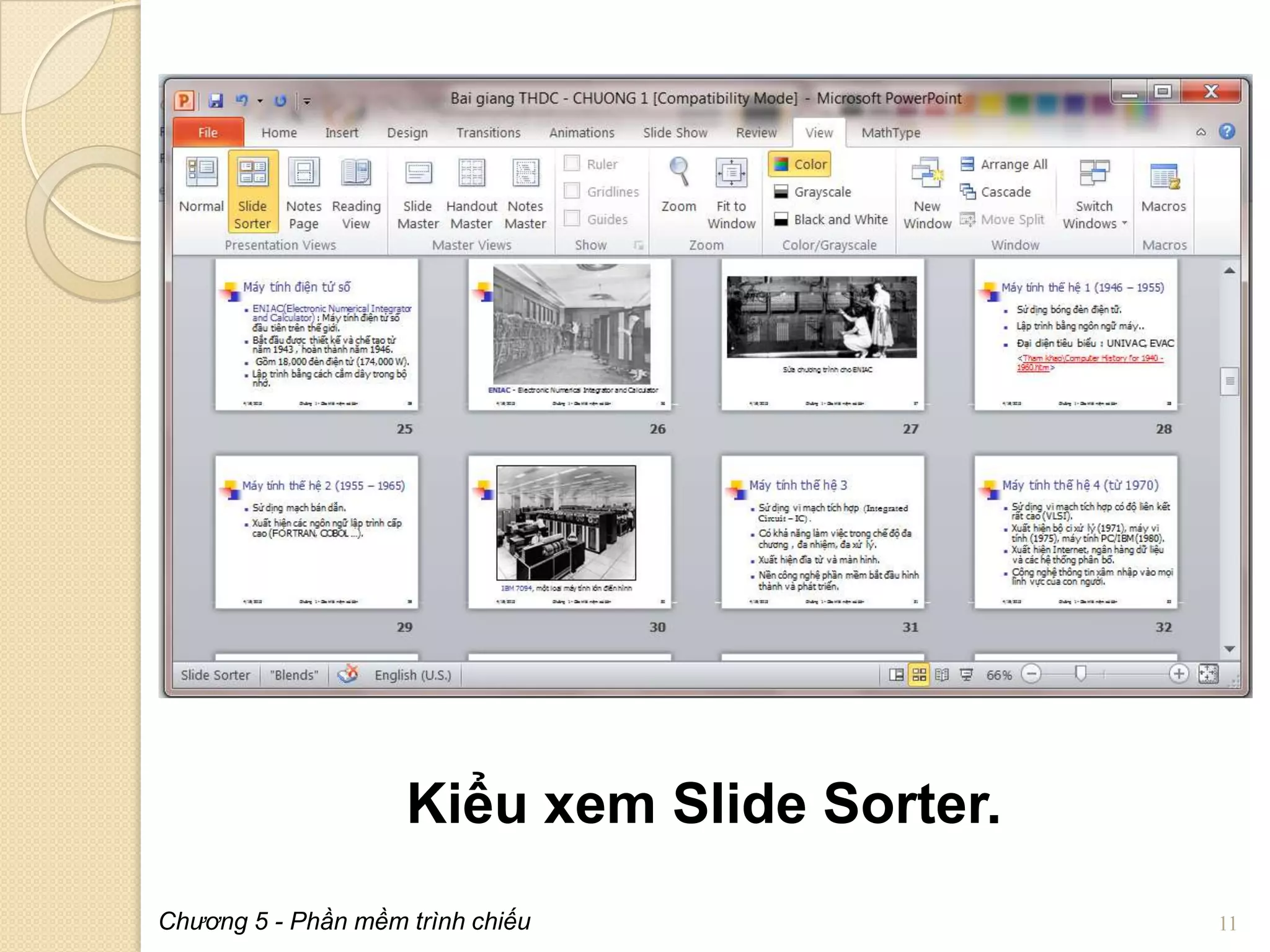 Kiểu xem Slide Sorter.
Chương 5 - Phần mềm trình chiếu

11

 