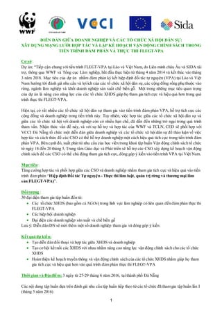 1
DIỄN ĐÀN GIỮA DOANH NGHIỆP VÀ CÁC TỔ CHỨC XÃ HỘI DÂN SỰ:
XÂY DỰNG MẠNG LƯỚI HỢP TÁC VÀ LẬP KẾ HOẠCH VẬN ĐỘNG CHÍNH SÁCH ...