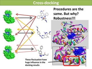 Cross-docking
                         Procedures are the
                         same. But why?
                         Robustness!!!




These fluctuation have
huge influence in the
docking results                                      9
                          Vladimir Chupakhin, UNISTRA, 2011
 