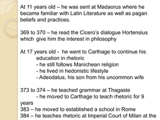 	The bishop of Carthage, maintained that there was no salvation outside the church.	He was born circa the beginning of the 3rd century in North Africa, perhaps at Carthage, where he received a classical education. After converting to Christianity, he became a bishop (249) and eventually died a martyr at Carthage.