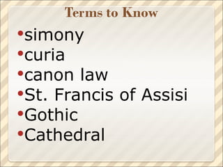 simony curia canon law St. Francis of Assisi Gothic Cathedral 