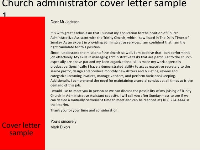 Church administrator cover letter