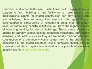 Church Building Grants To Assist With New Construction, Additions 
