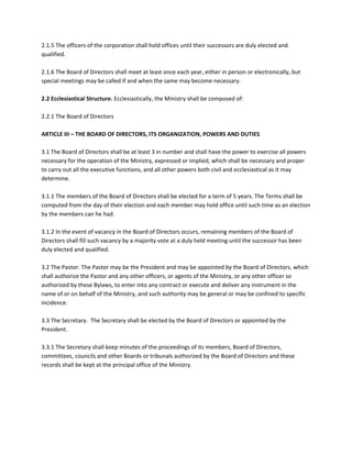 Church by laws sample | PDF