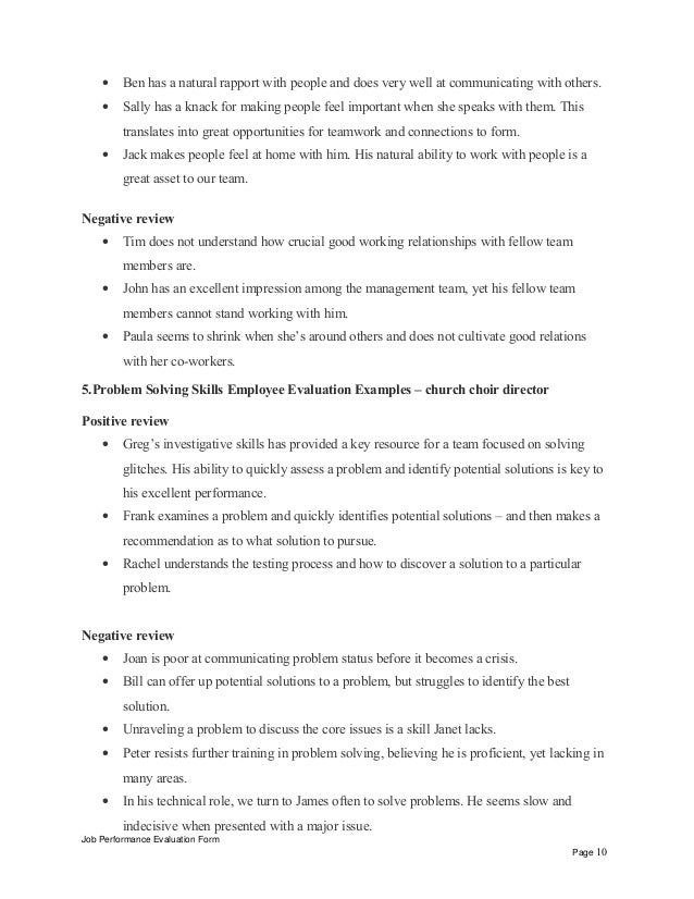 Church choir director performance appraisal