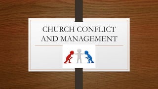 CHURCH CONFLICT
AND MANAGEMENT
 