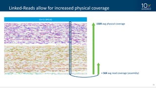 26
Linked-Reads	allow	for	increased	physical	coverage
150X avg physical	coverage
Chr13: BRCA2
▲
►
>	56X avg	read coverage	(assembly)
 