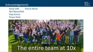 3
Acknowledgements
The	entire	team	at	10x
David	Jaffe
Neil	Weisenfeld
Vijay	Kumar
Preyas Shah
Patrick	Marks
 