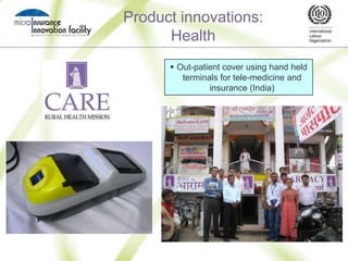 Collaborating with national consumers’ association for rural water rights to develop life, health, personal accident and funeral insurance products for farming families, with premium payments collected with water bills