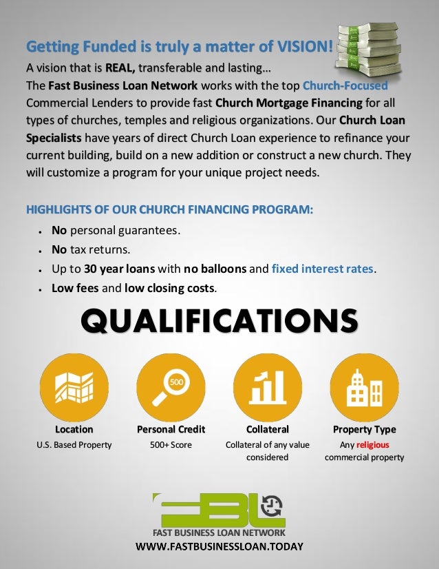 Church mortgage financing for church loans 1 25 million
