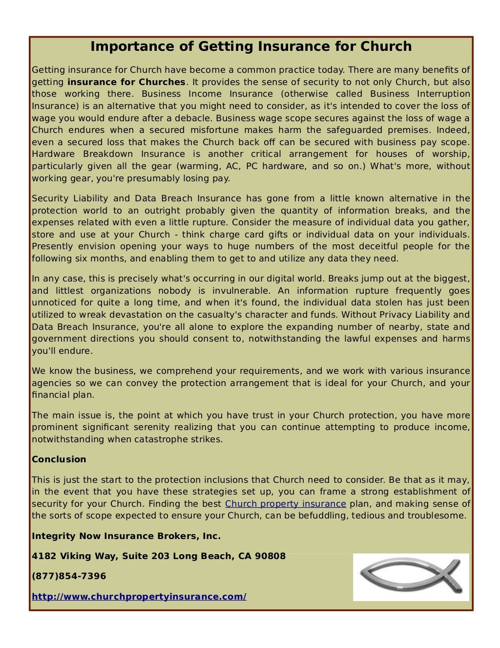 Church Property Insurance