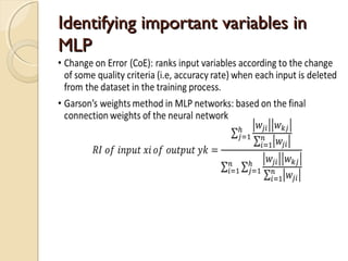 Identifying important variables inIdentifying important variables in
MLPMLP
 