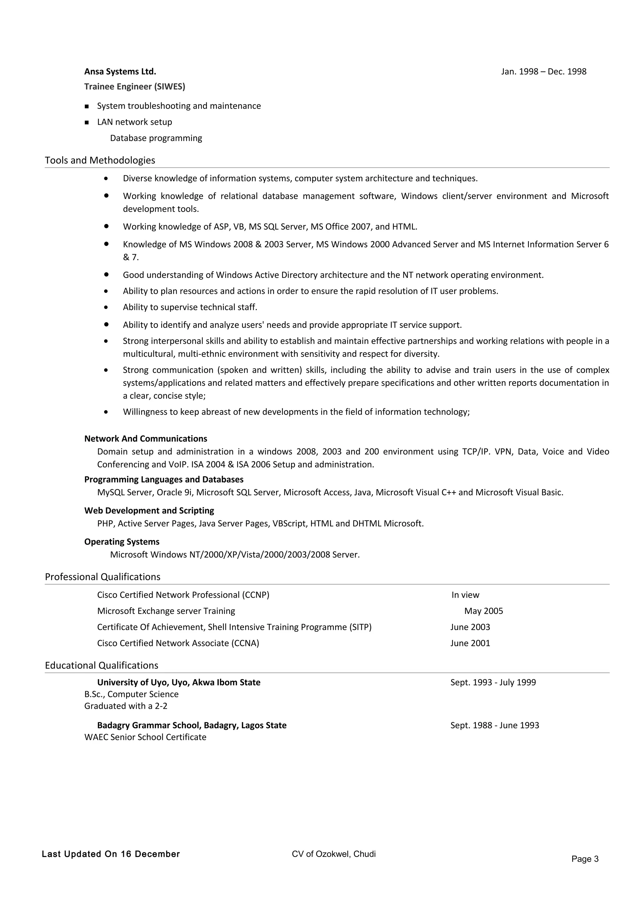 Chudi\'s Resume | DOC