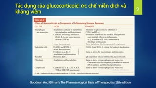 Tác dụng của glucocorticoid: ức chế miễn dịch và
kháng viêm
Goodman And Gilman's The Pharmacological Basis of Therapeutics 12th edition
9
 