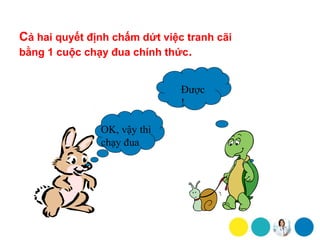 Cả hai quyết định chấm dứt việc tranh cãi
bằng 1 cuộc chạy đua chính thức.


                               Được
                               !

               OK, vậy thì
               chạy đua
 