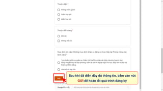 Sau khi đã điền đầy đủ thông tin, bấm vào nút
GỬI để hoàn tất quá trình đăng ký
 