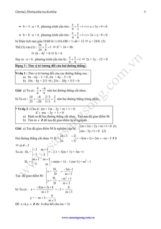 Chương3. Phương pháp toạ độ phẳng
www.saosangsong.com,vn
5
• b = 3 : a = 9 , phương trình cần tìm :
x y
1 x 3y 9 0
9 3
+ =...