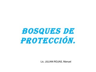 BOSQUES DE 
PROTECCIÓN. 
Lic. JULIAN ROJAS, Manuel 
 
