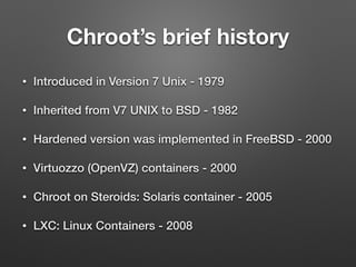 Unix Chroot Chw00t: How to break out from various chroot solutions | PDF