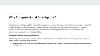 Computational intelligence, its basics and applications | PPTX