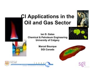 CI Applications in the
 Oil and Gas Sector

            Ian D. Gates
  Chemical & Petroleum Engineering
        University of Calgary

          Marcel Bourque
           SGI Canada