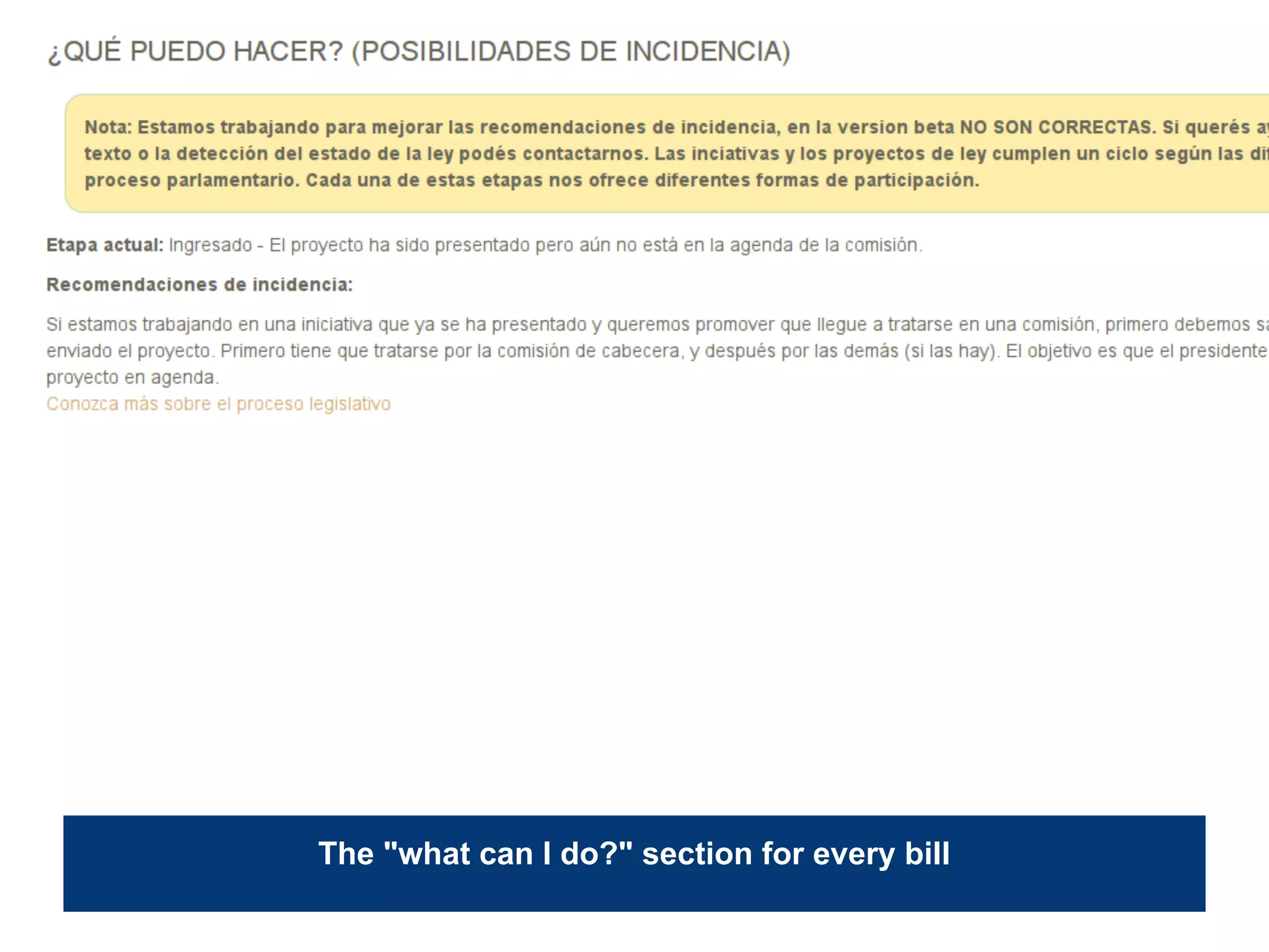 The "what can I do?" section for every bill
 