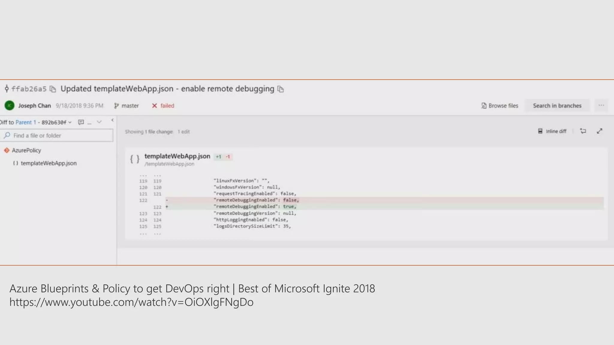 Azure Blueprints & Policy to get DevOps right | Best of Microsoft Ignite 2018
https://www.youtube.com/watch?v=OiOXlgFNgDo
 