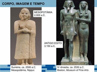 CORPO, IMAGEM E TEMPO
Suméria, ca. 2500 a.C.
Mesopotâmia, Nippur.
IV dinastia, ca. 2530 a.C.
Boston, Museum of Fine Arts
MESOPOTÂMIA
2.000 a.C.
ANTIGO EGITO
3.150 a.C.
 