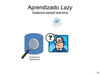 Aprendizado Lazy
Instance-based learning
Conjunto de
Treinamento
43
 
