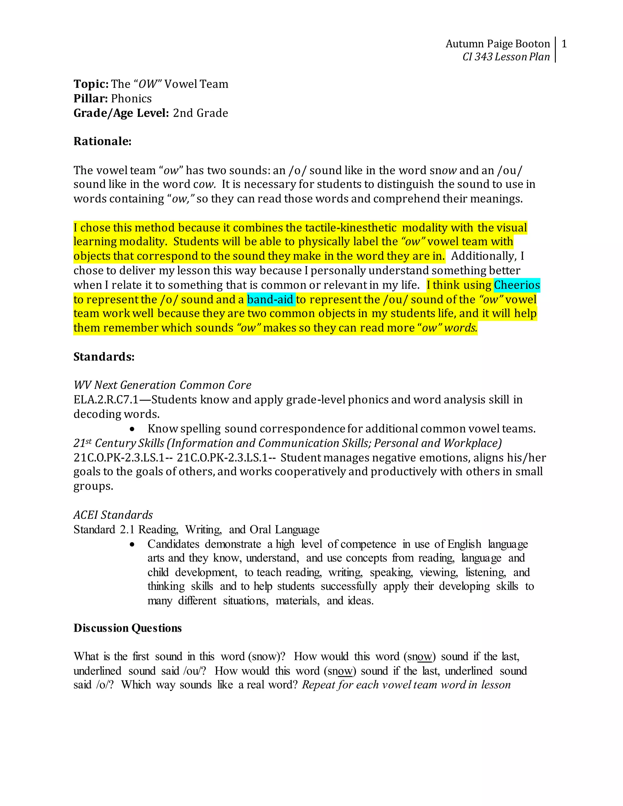 Ci 343 lesson plan | DOCX