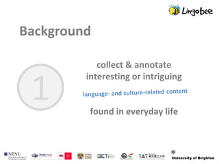Background

            collect & annotate


 1
         interesting or intriguing


          found in everyday life
 