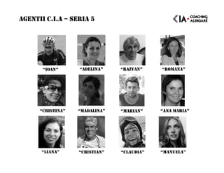 AGENTII C.I.A – SERIA 5
“CRISTINA” “MADALINA” “MARIAN” “ANA MARIA”
“IOAN” “ADELINA” “RAZVAN” “ROMANA”
“LIANA” “CRISTIAN” “CLAUDIA” “MANUELA”
 