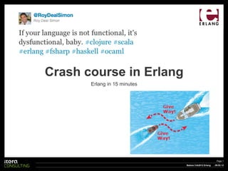 Crash course in Erlang
Erlang in 15 minutes

Page 1
Baksia CiA2012 Erlang

, 09.02.12

 