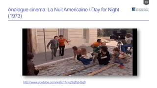 74
Analogue cinema: La NuitAmericaine / Day for Night
(1973)
http://www.youtube.com/watch?v=qSqfhjt-Gg8
 