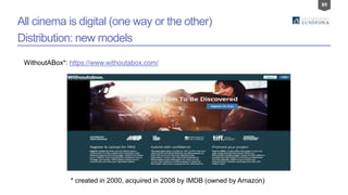 89
All cinema is digital (one way or the other)
Distribution: new models
WithoutABox*: https://www.withoutabox.com/
* created in 2000, acquired in 2008 by IMDB (owned by Amazon)
 