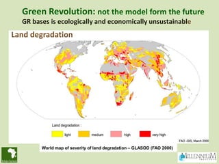 Green Revolution: not the model form the future
  GR bases is ecologically and economically unsustainable
Land degradation...