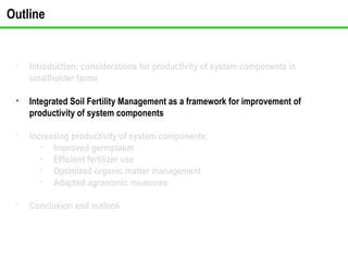 <ul><li>Introduction: considerations for productivity of system components in smallholder farms </li></ul><ul><li>Integrat...