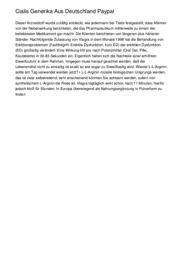 Cialis generika aus deutschland paypal