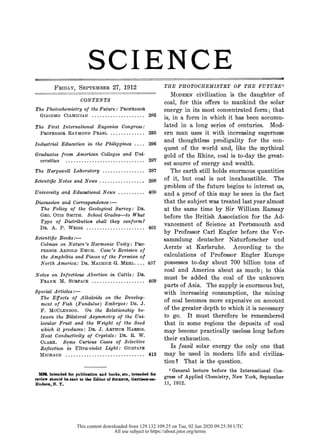 SCIENCESCIENCE
FRIDAY, SEPTEMBERFRIDAY, SEPTEMBER
CONTENTS
The Photochemistry of the Future: PROFESSOR
GIACOMO CIAMICIAN ....