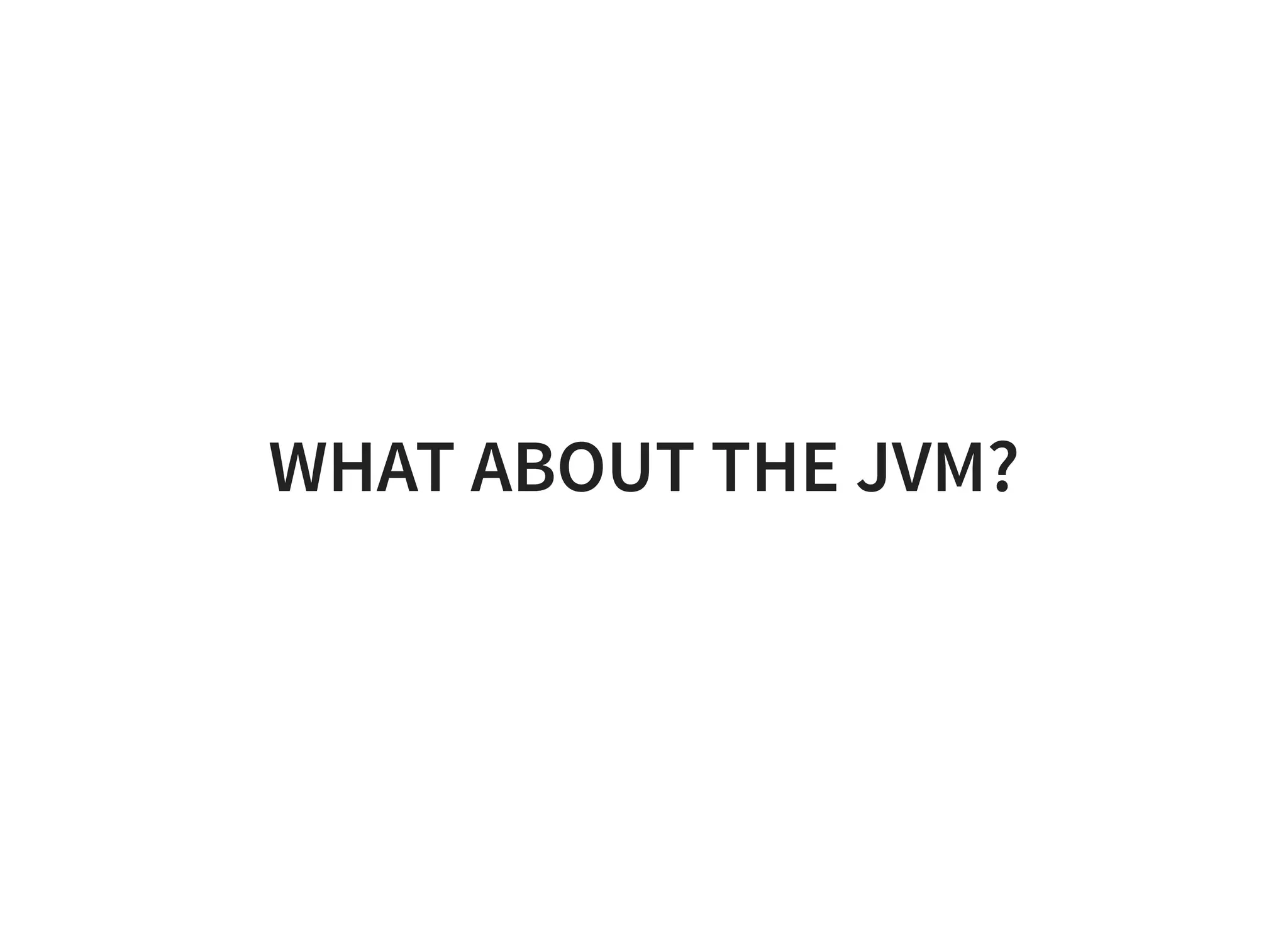 WHAT ABOUT THE JVM?
 