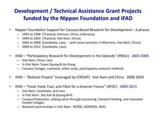 Research Areas and CRPs for CIAT Asia 