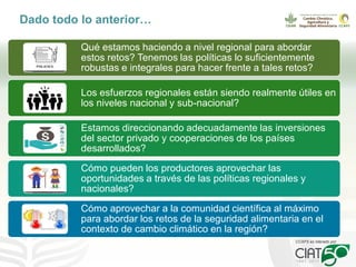 Seguridad alimentaria, agricultura y cambio climático: retos presentes y futuros