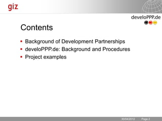 Development Partnerships with the Private Sector 