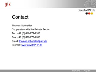 Development Partnerships with the Private Sector 